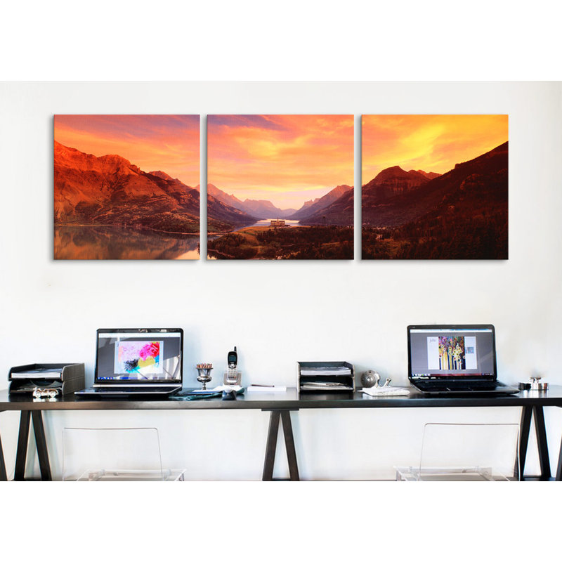 Ensemble de 3 reproductions de photo sur toile tendue, "parc national de waterton lakes alberta, canada"