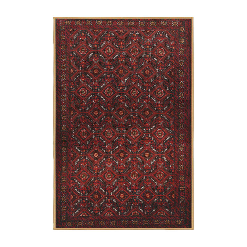Tapis oriental multicolore tissé à la machine Oriental, Rectangle 2 pi x 4 pi