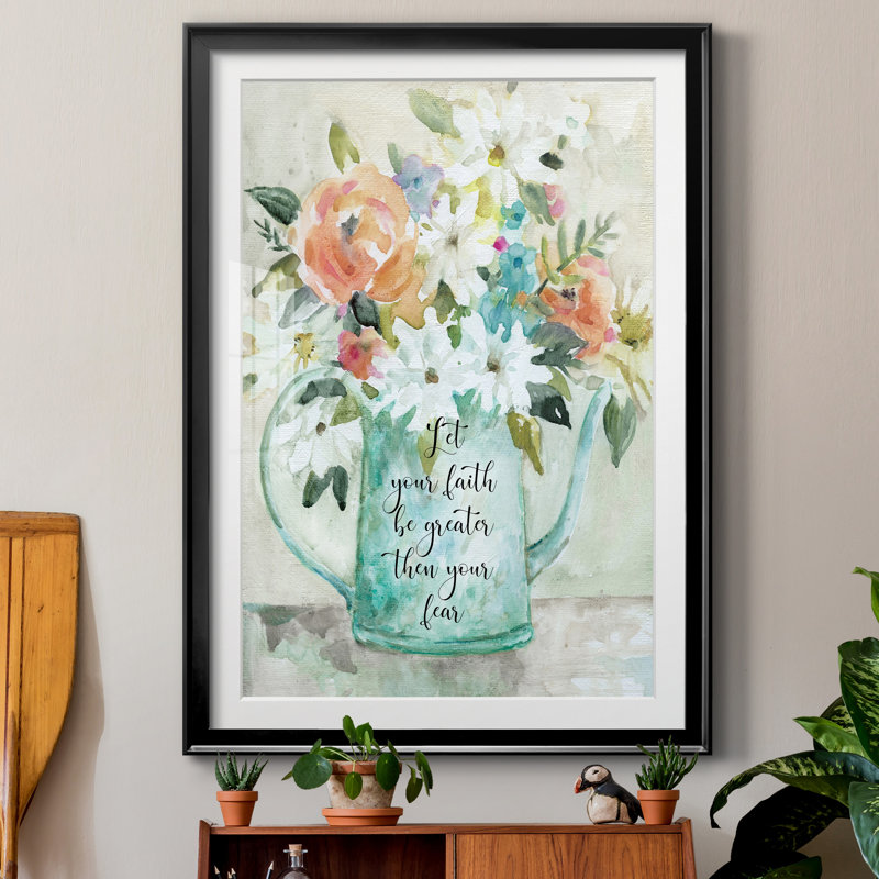 Daisy Pitcher Bouquet - Reproduction d'art sur papier encadrée, Papier noir, H 30,5 po x l 42,5 po x P 1,5 po