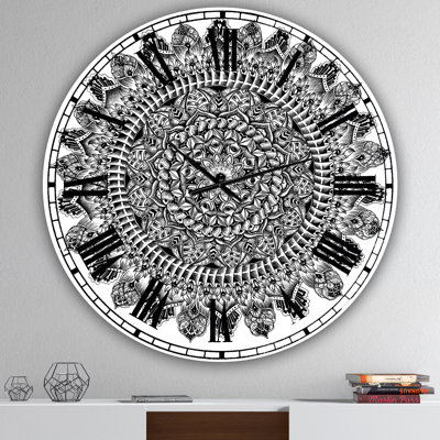 Mandala Drawing - Large Traditional Wall Clock
