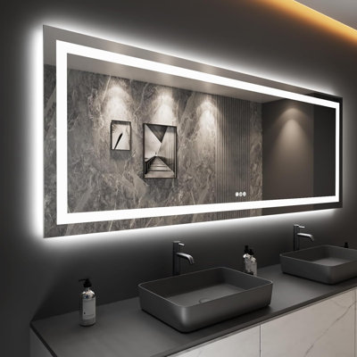 Lunara UL Certified Front Light and Backlit LED Anti-Fog Bathroom Vanity Mirror 5mm Premium Tempered Glass