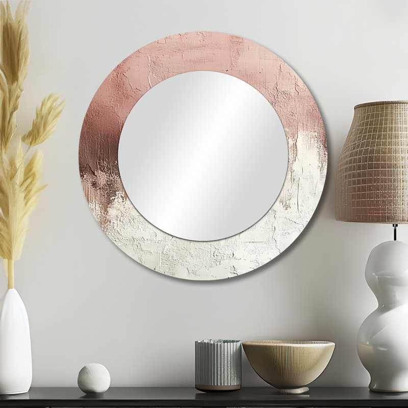 Grand miroir mural en métal Blush Plaster Whisper, 23 po x 23 po