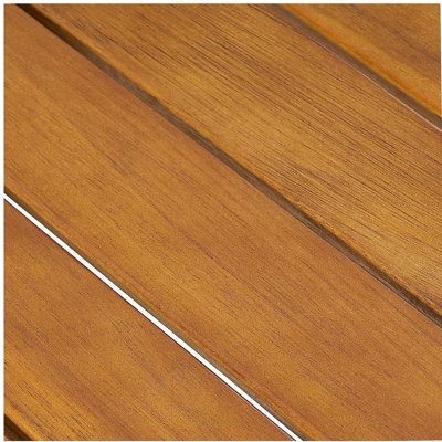 Ensemble de conversation d'extérieur en bois d'acacia et corde 3 pièces, blanc et teck
