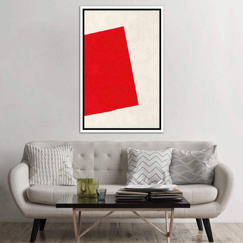 « red square (after albers) », impression, Toile blanche encadrée, H 40 po x l 26 po x P 1,5 po