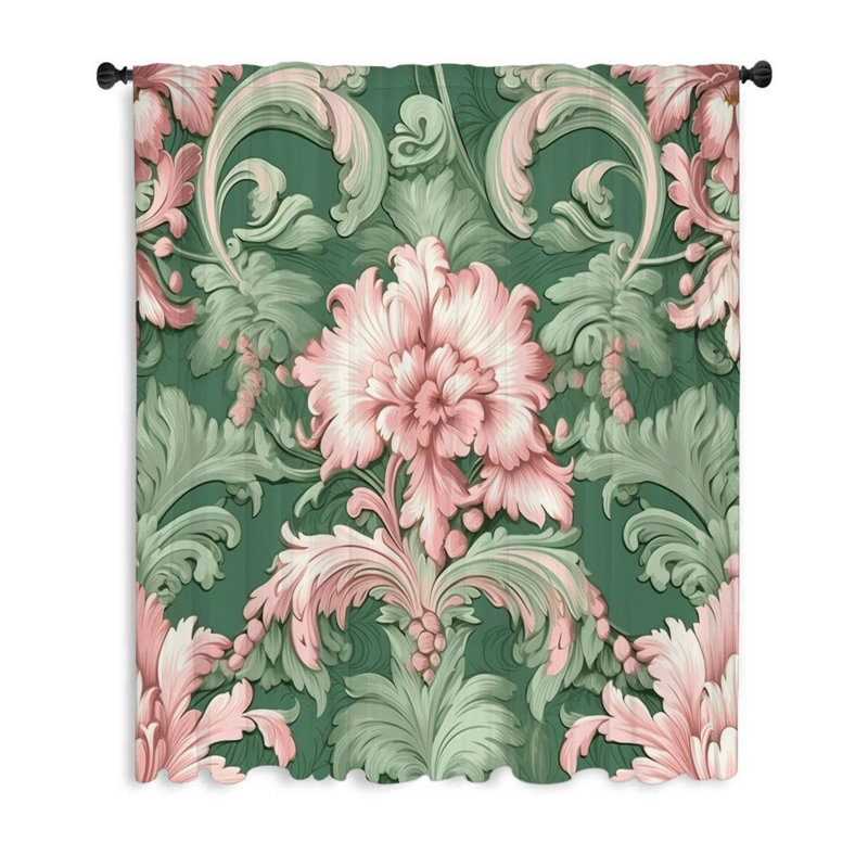 Rideaux à motif floral, occultant et voilages - 1 panneau occultant, L 53 po x L 87 po
