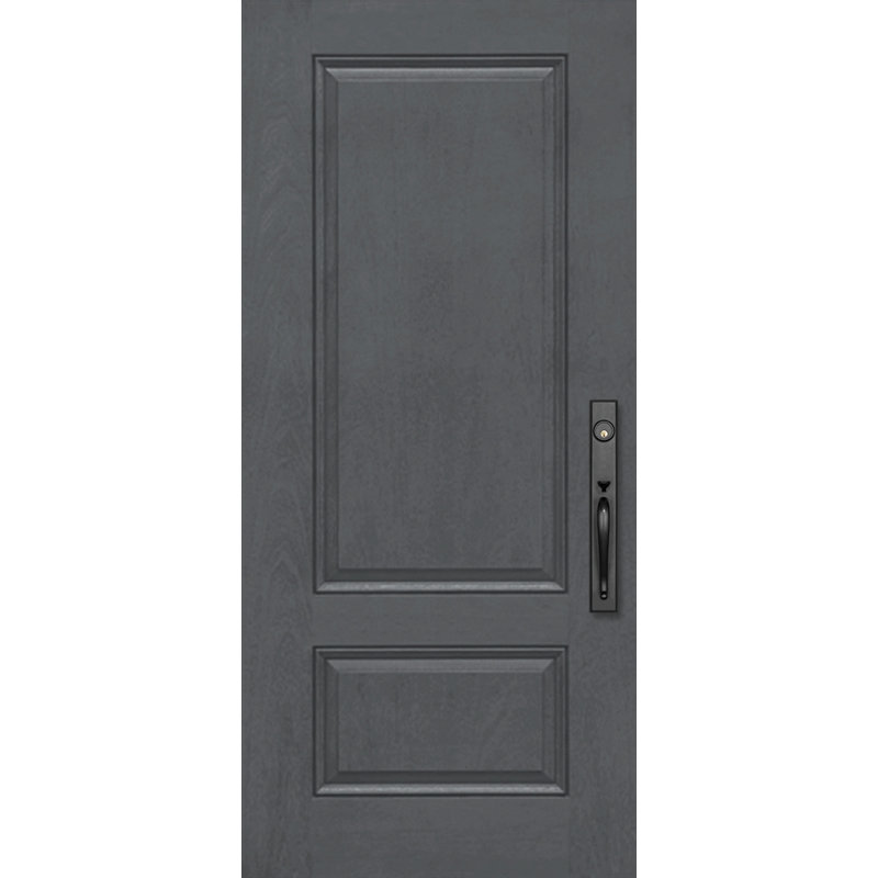 2/3 Two Panel Smooth FiberCraft Front Door, 79.25" H x 35.75" W x 1.75" D, Perele Noir, Right Hand/Inswing