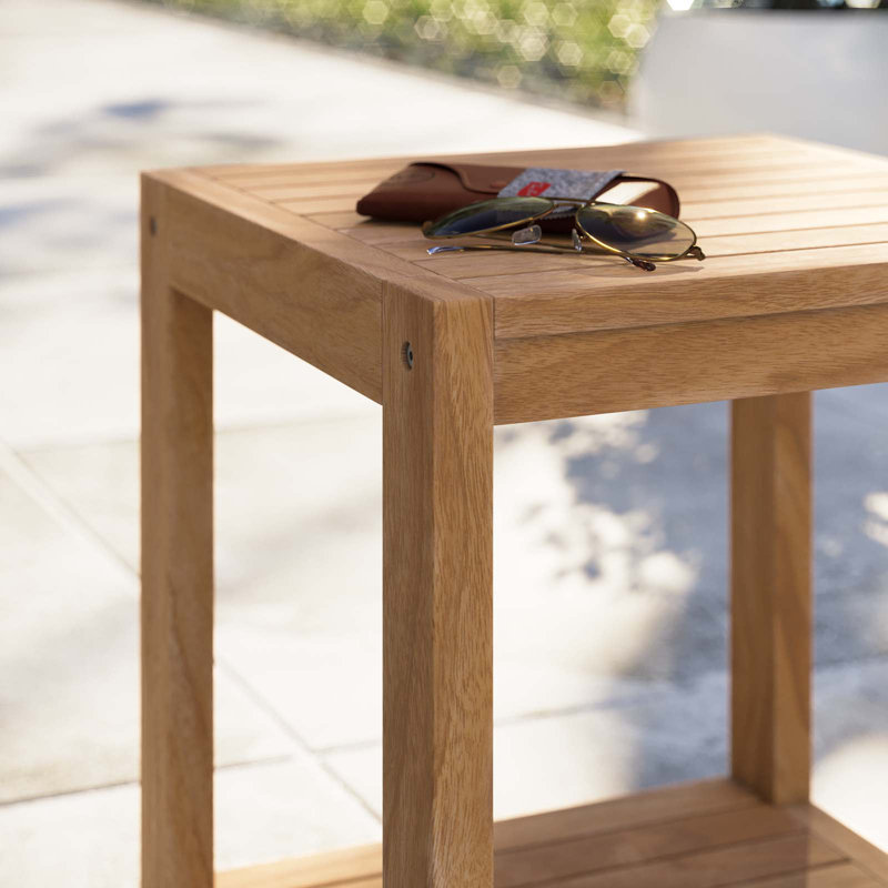Modway Carlsbad Teak Wood Outdoor Patio Side Table