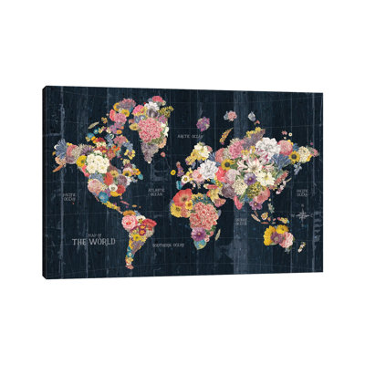Botanical Floral Map Words by Wild Apple Portfolio - Wrapped Canvas Print