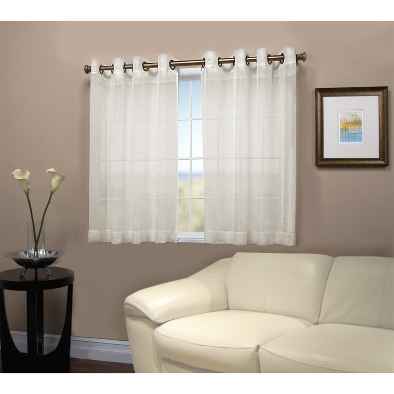Stepanie Semi Sheer Curtain Single Panel, Ivory, 52" W x 54" L
