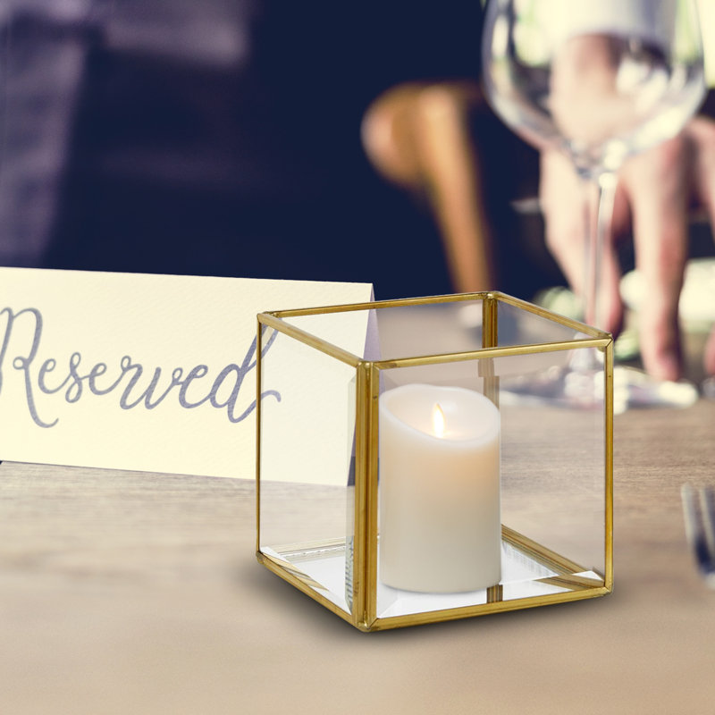 Tabletop Tealight Holder, 4" H x 4.25" W x 4.25" D