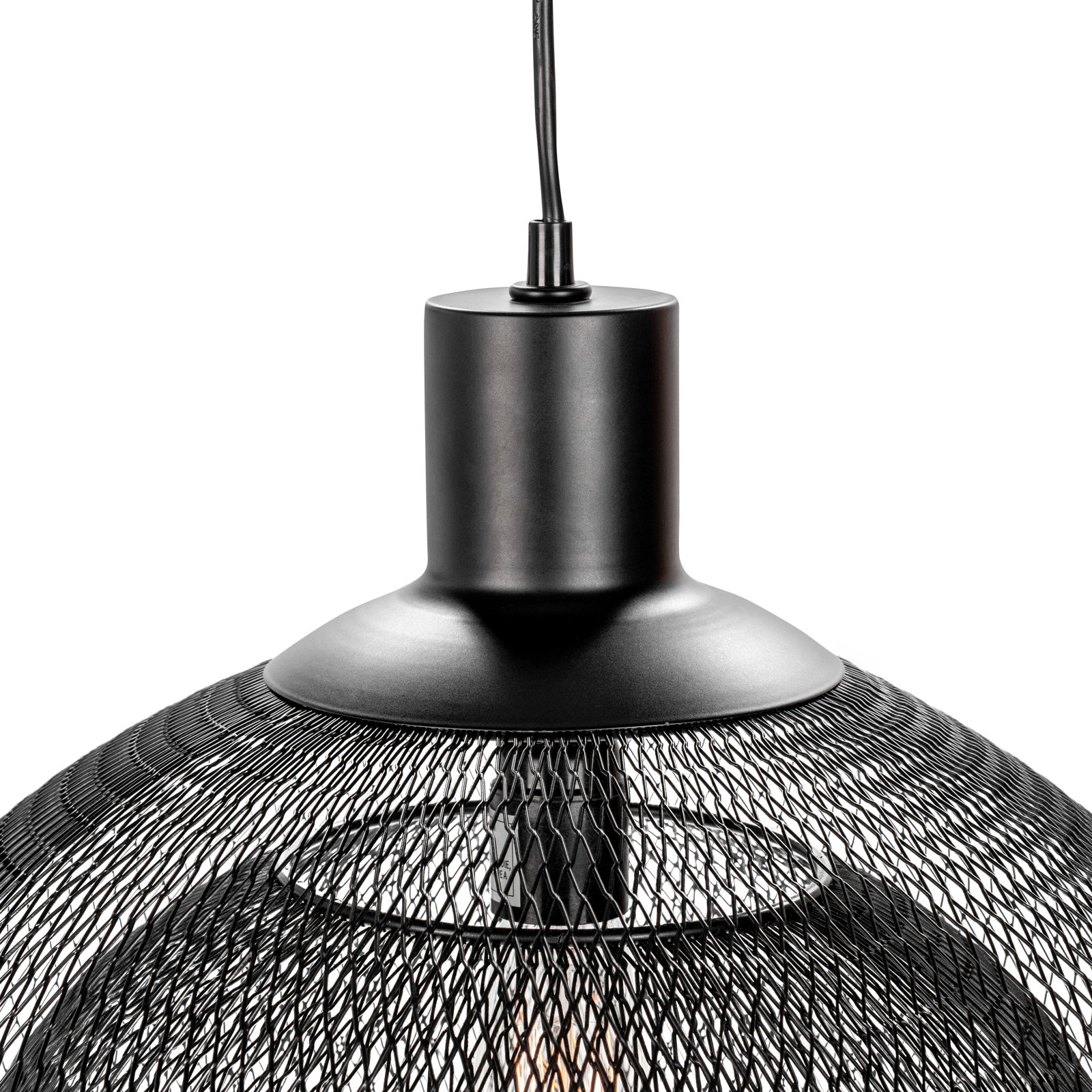 Single Light Metal Pendant, Black, 20.1" H x 18" W x 18" D