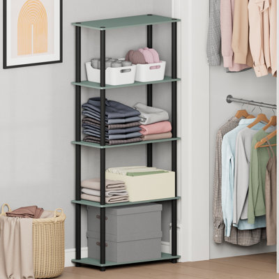 Malcom Toolless Assembly 5-Tier Closet Shelf, Green Closet Organizer, Open Shelf Closet Organizers and Storage, for Wardrobe, Living Room, Sage Green