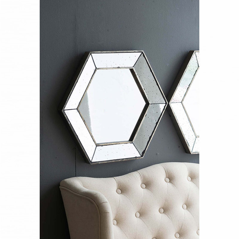 Miroir mural hexagonal, miroir décoratif