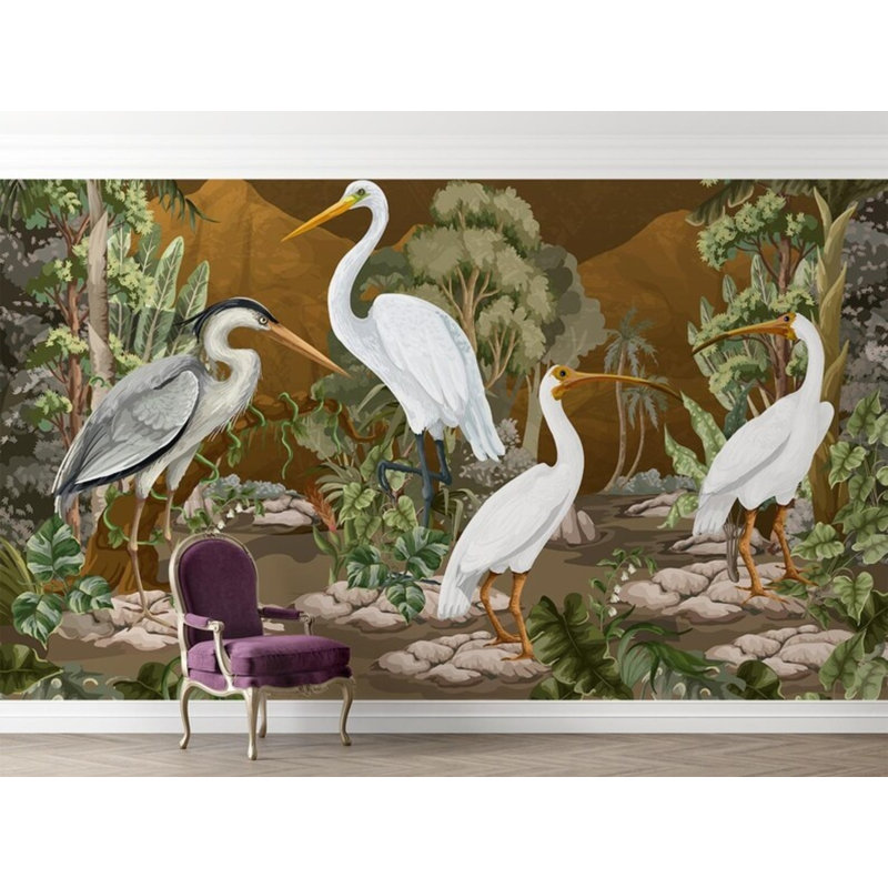 Adhésif mural rétro botanique de la nature, L 108 po x l 96 po