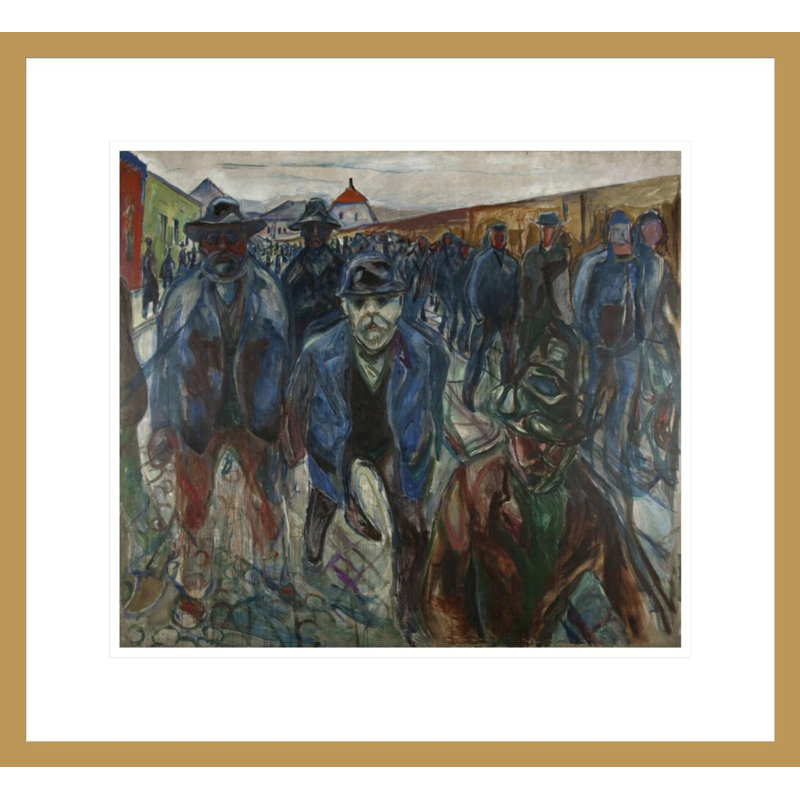 Travailleurs sur le chemin du retour par Edvard Munch, impression giclée encadrée, H 17,75 po x l 19,31 po