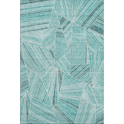Premium Machine Washable Prisco Teal Rug