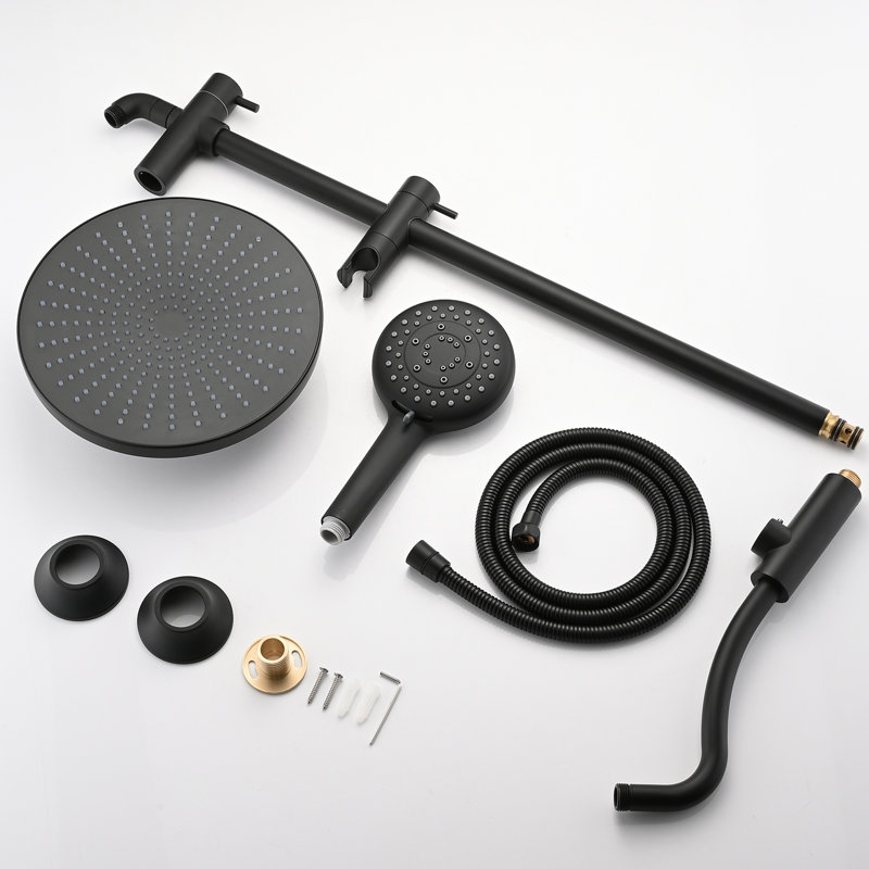 Système de douche à main à 5 réglages avec double tête - Noir mat fixé au mur 1,8 g / min. Le jet réglable résiste à la corrosion et aux égratignures.