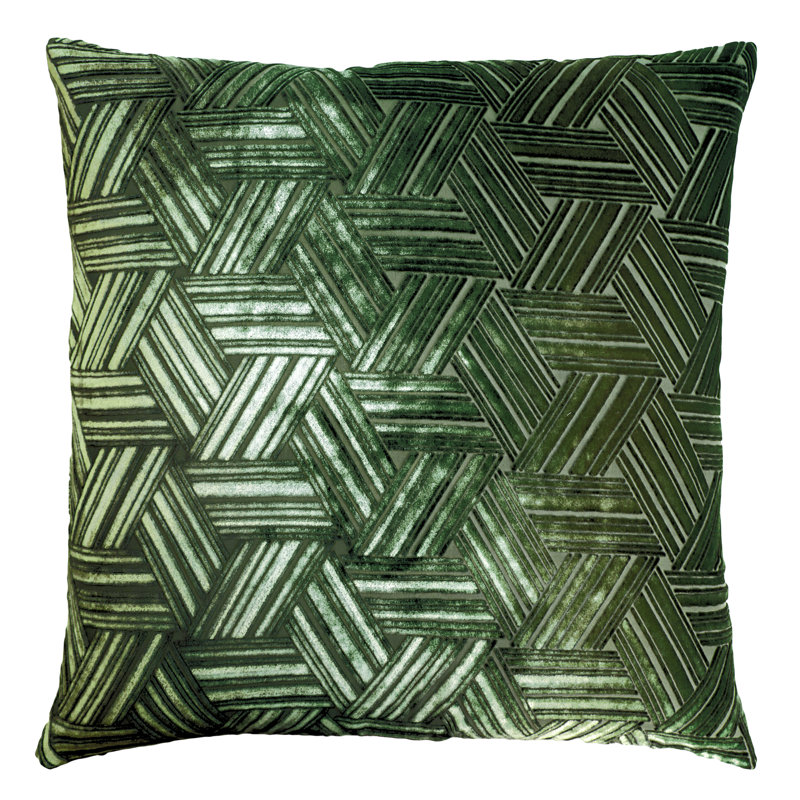 Entwined Square Velvet Pillow Cover & Insert, 18" x 18", Evergreen