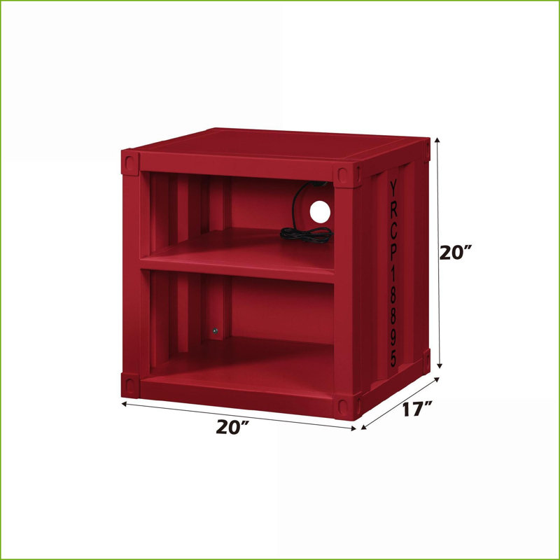 Table de chevet en fer Cargo Rangement, Rouge