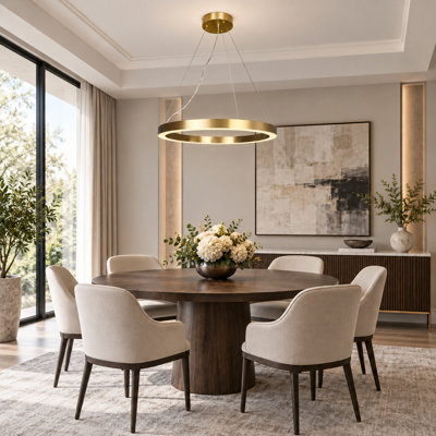 Transitional 1 Light LED Gold Ring Chandelier