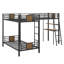 Lit superposé simple en forme de L robuste en métal avec bureau mezzanine et tablettes de rangement