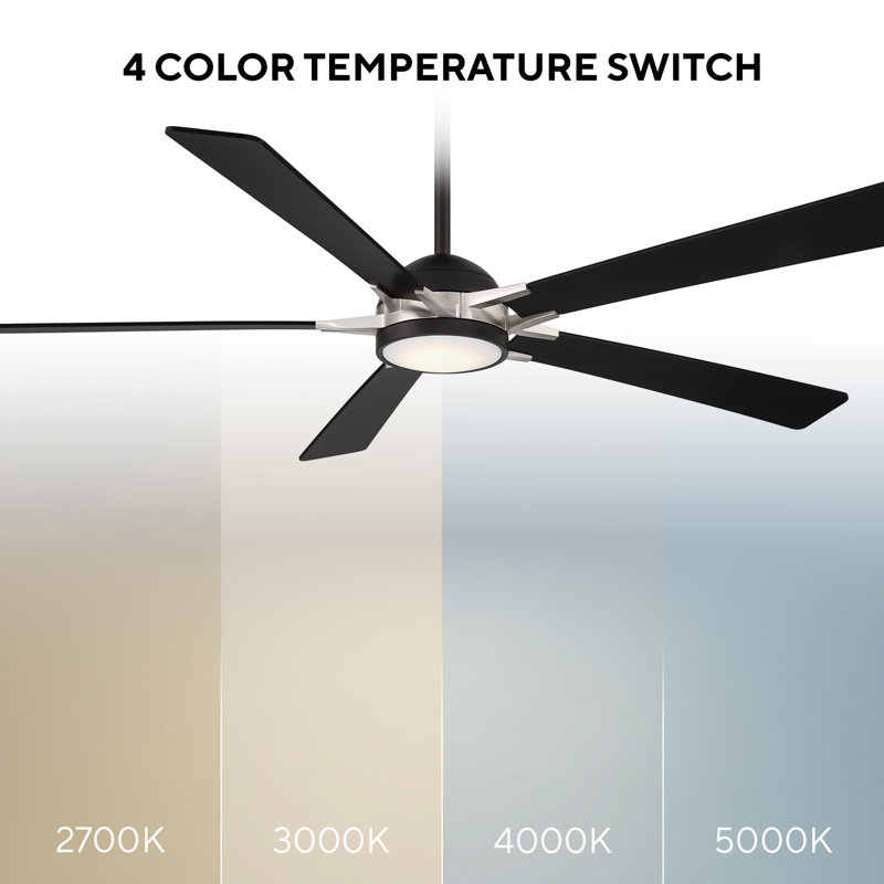 Rotary Smart LED Downrod Ceiling Fan, Silver