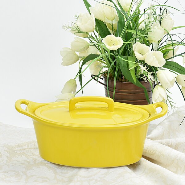 French Made 26 Dutch Oven Vintage Yellow Ombre Cast Iron