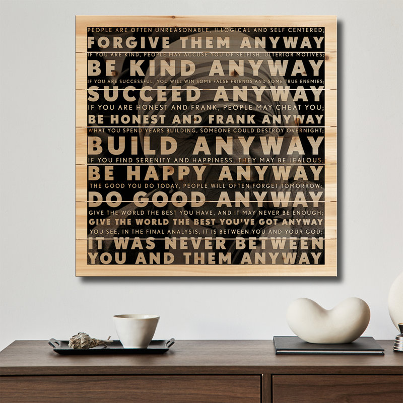 Reproduction d'art mural en bois - citation de Mère Teresa par un artiste inconnu
