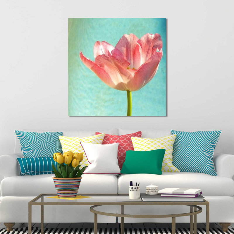 'Pink Tulip' Photographic Print, 28" H x 28" W x 1.5" D, Wrapped Canvas