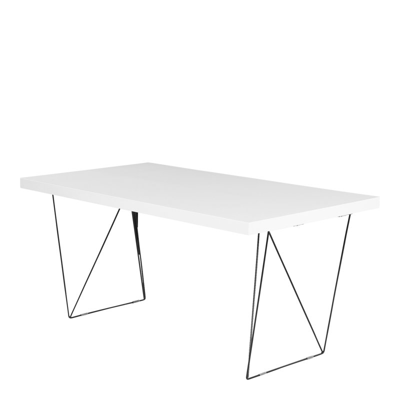 Cowley Dining Table with Stainless Steel Base, 160 x 77cm, Pure White/Black