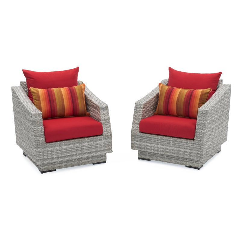 Fionnula Patio Chair With Sunbrella Cushion Covers, Canvas Jockey Red Sunbrella® Canvas