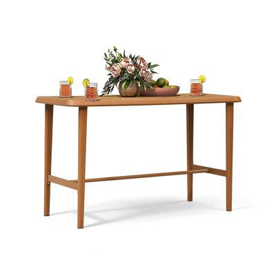  Patio Retangular Table Dining Breakfast Coffee Kitchen Bistro Outdoor Pub Bar Table For Garden Balcony Hot Tube