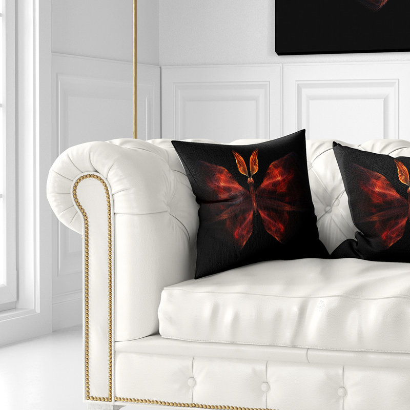 Coussin décoratif abstrait avec fractale abstraite papillon, 16 po x 1 po, Coussin décoratif