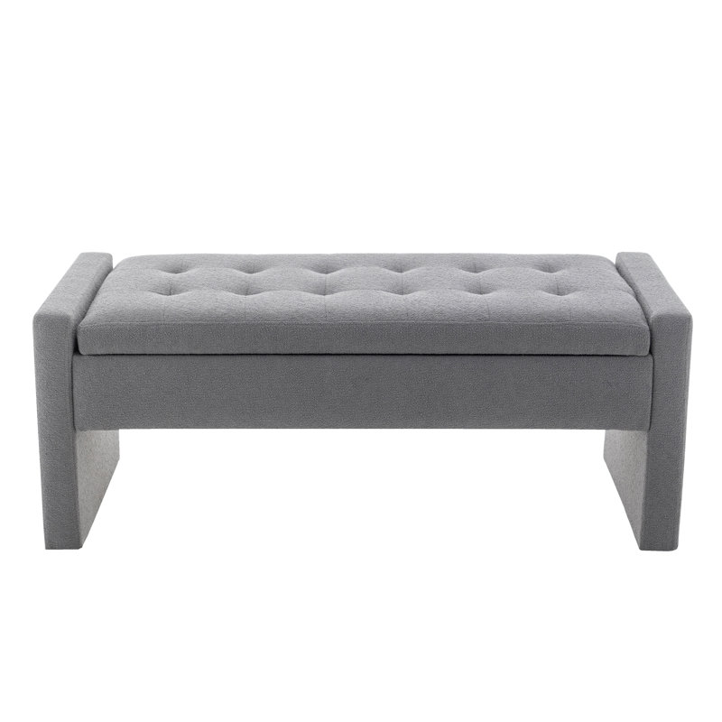 Rasner Upholstered Flip Top Storage Bench, Gray