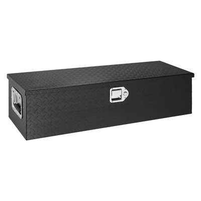 Heavy Duty Aluminum Truck Bed Tool Box - Diamond Plate Storage Chest with Lock & Keys, Weatherproof Organizer for Pickup, RV, Trailer (39"x13"x10", Black)