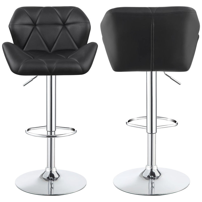 Tabourets de bar réglables (de 2) avec base en métal et hauteur réglable polyvalente, Noir