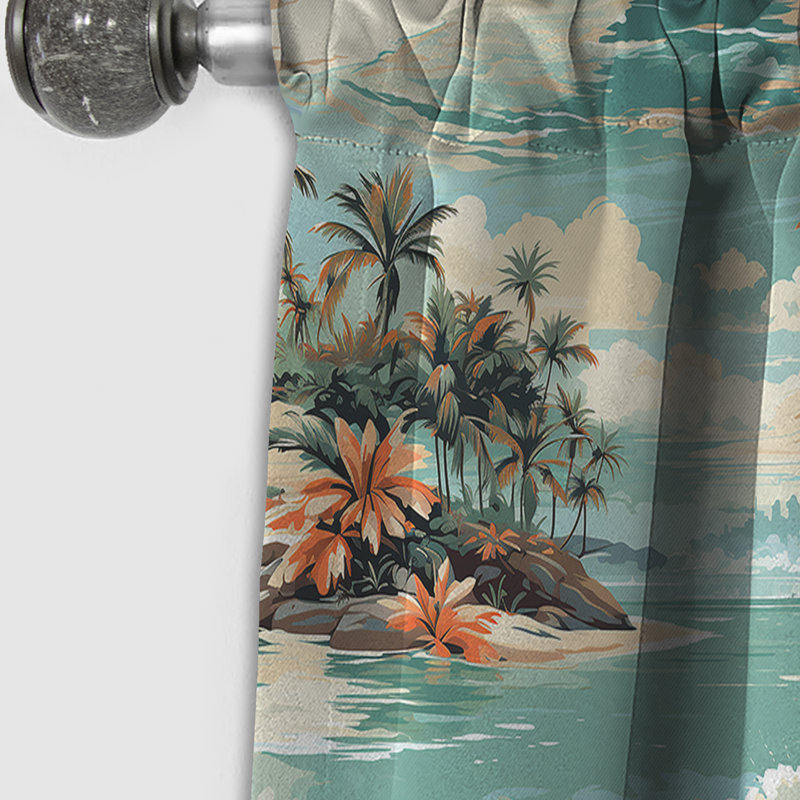 Motif tropical Coastal Vision - Rideau floral - Rideau occultant floral - 1 panneau, L 52 po x L 108 po