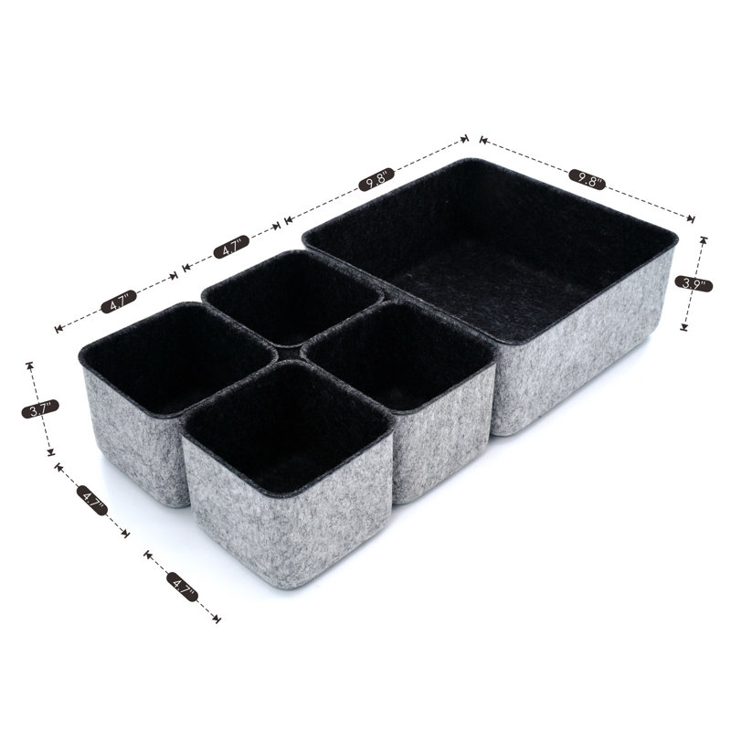 Joshua Felt Desk Organizer Set, Charcoal/Gray