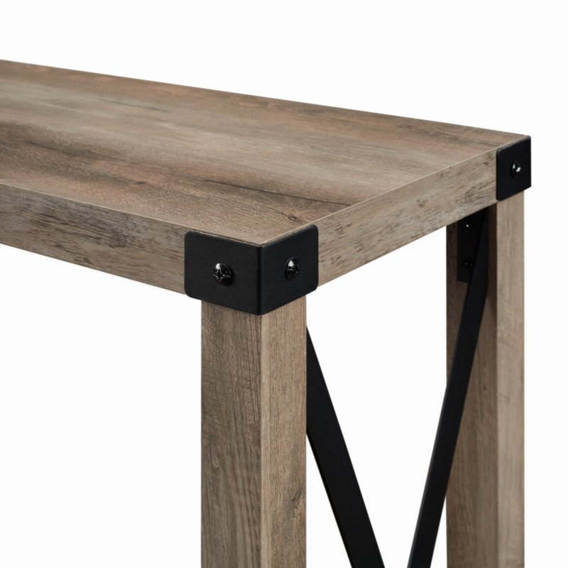 Larenda Entryway Table with Open Shelf Storage, Gray Wash