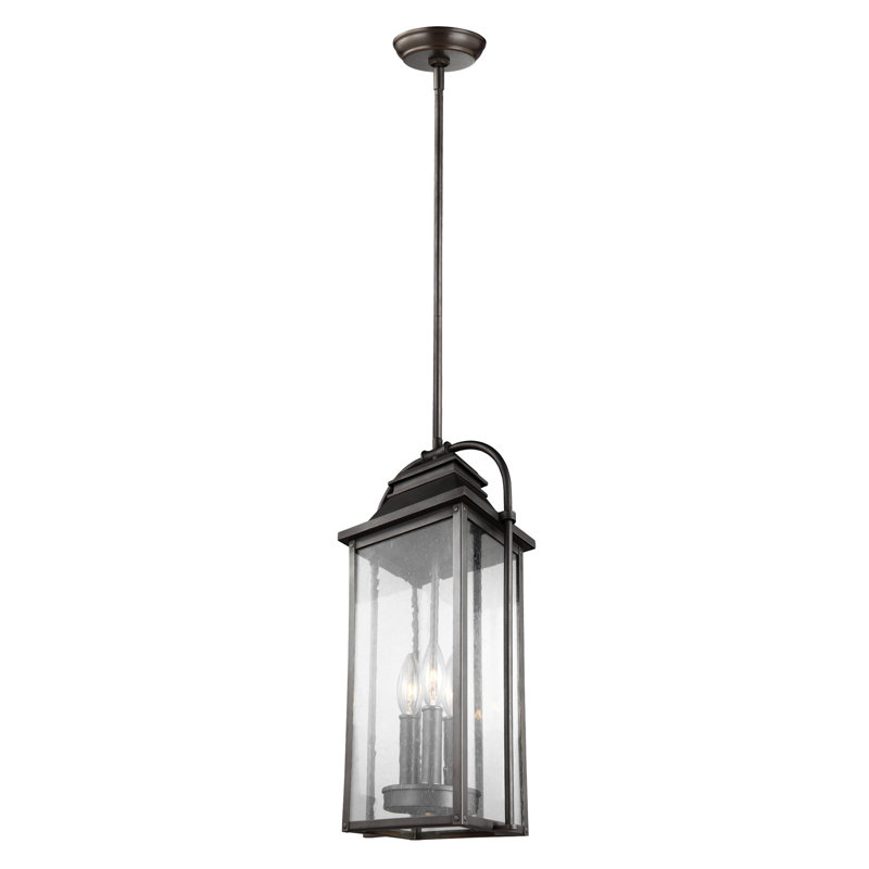 Lanterne suspendue d'extérieur 3 lumières Newson, Bronze antique