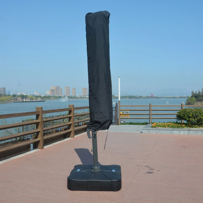 Black Waterproof Umbrella Cover – 47X200cm With Zipper, Spring Buckle, Sealed Seams, PVC Coated Polyester Fabric by Arlmont & Co.