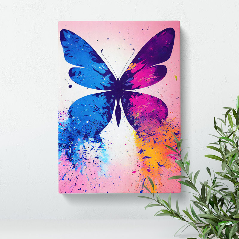 Paint Splash Butterfly No.3 Abstract - Wrapped Canvas Print, 60cm H x 40cm W x 3cm D
