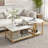 Coffee Tables Set Of 2, 2-Rier Rectangle And Round Coffee Table With Storage Shelves, Faux Marble Top And Steel Frame, Sofa Side Table For Living Room, White