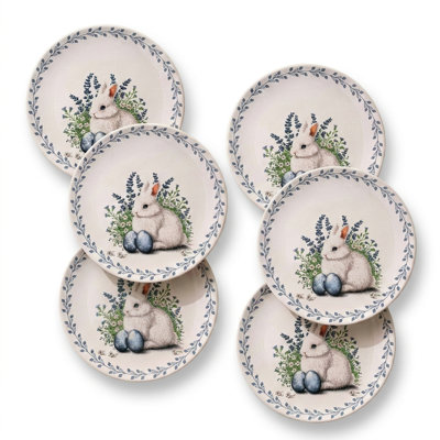 6 Pieces Rabbit and Eggs Dessert Plate Set