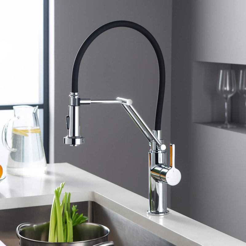 Engel Single Handle Pull Down Kitchen Faucet, Chrome