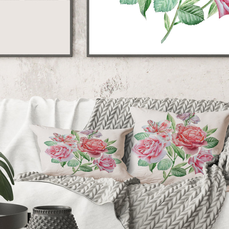 Housse et insert de coussin rectangulaire Spring Flowers Alstroemeria Rose