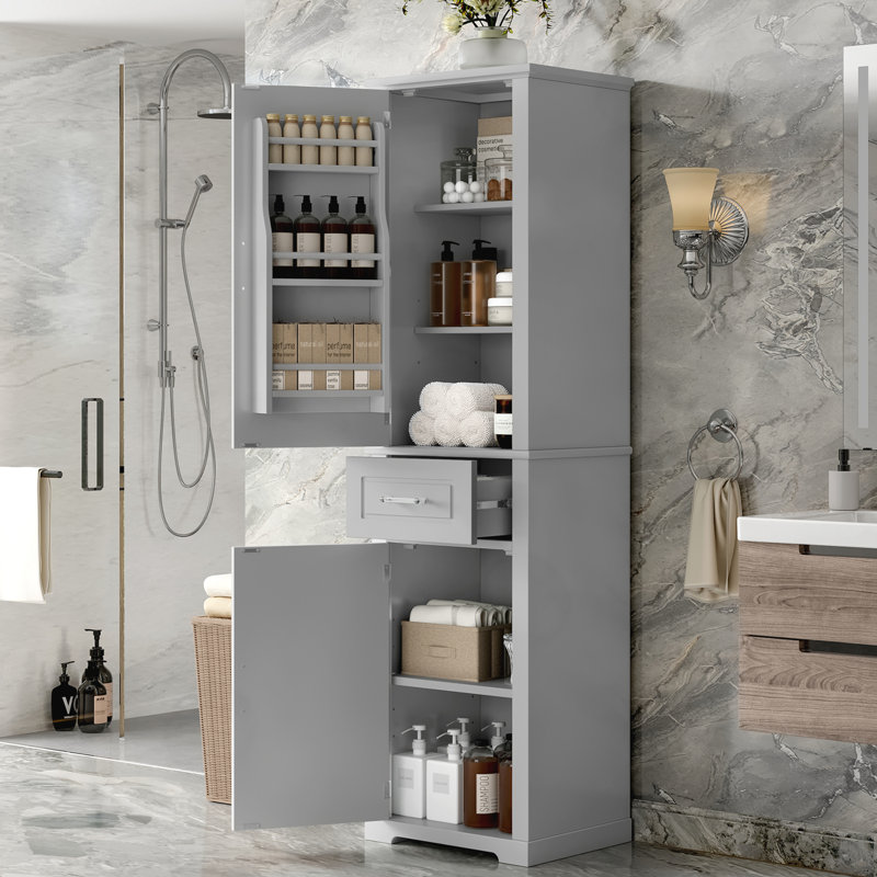 Armoire haute avec 2 portes Galyon, Gris