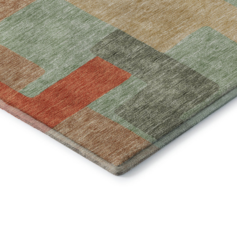 Premium Machine Washable Prisco Sage Rug, Rectangle 10' x 14'