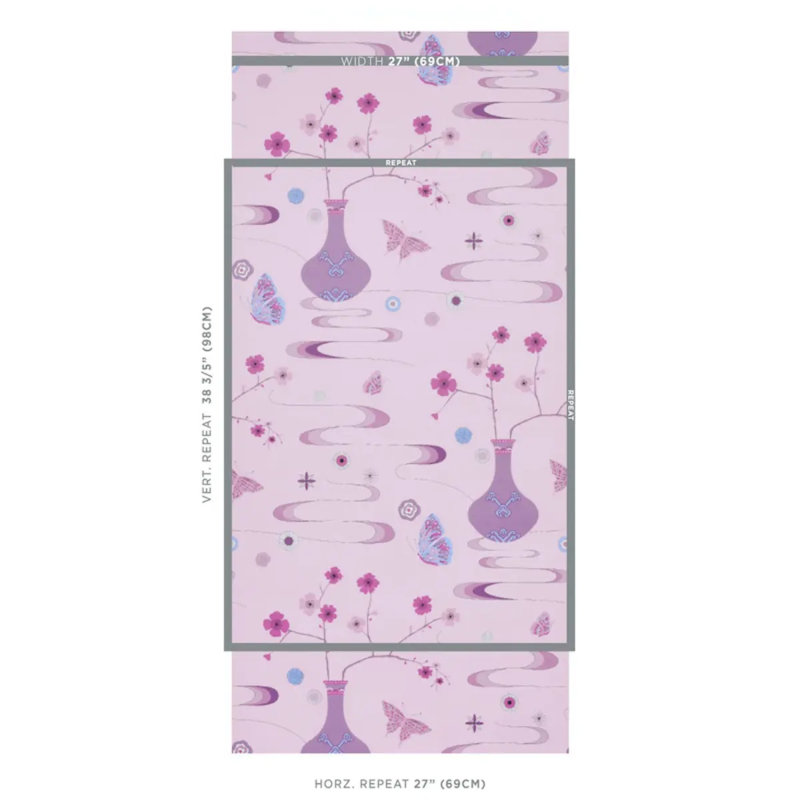 Schumacher x Cristina Buckley Fantasia Wallpaper, Peony Pink