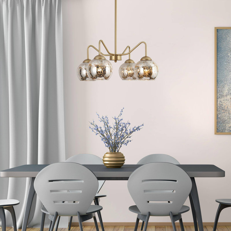 Lustre linéaire moderne doré à 4 lumières Cicel Spoutnik, Or